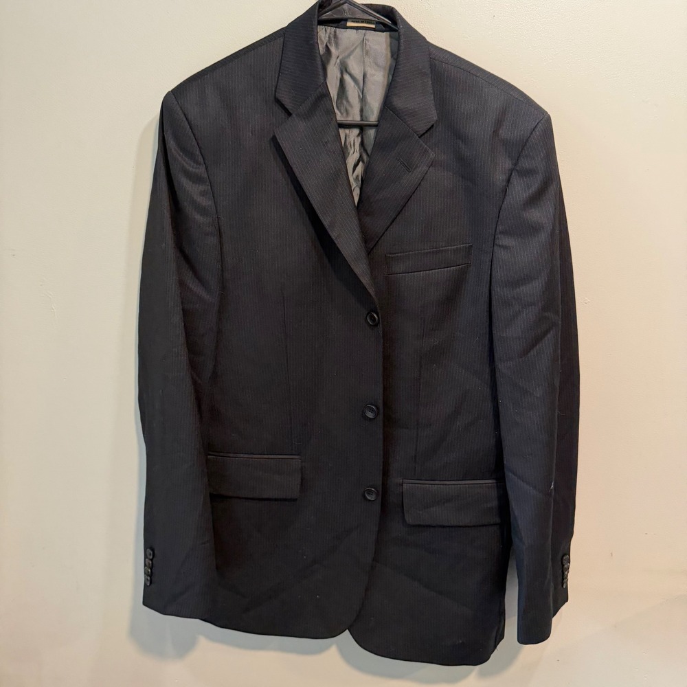 Banana‎ Republic Mens 40R Wool Pinstripe Blazer Navy Blue 3-Button Suit Jacket